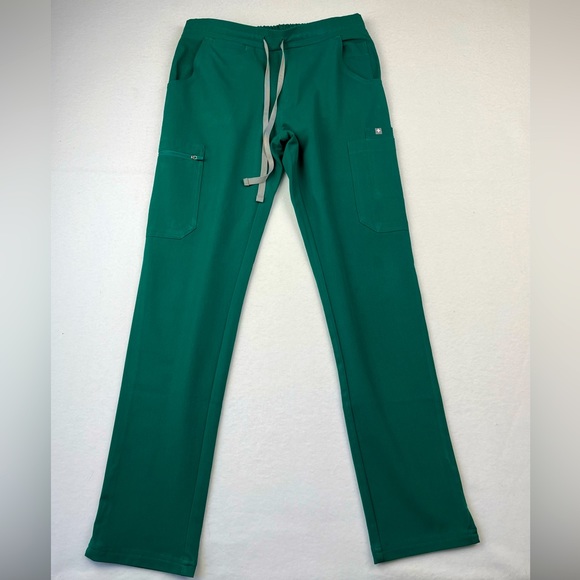 FIGS Kade Cargo Pants Hunter Green Gray Drawstring Womens Size XS Scrub Bottom - Picture 1 of 7